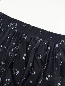 Boho 2026 Noutăți Primăvara și Toamna Oversize Reversibil, Tul de înaltă calitate, Floral Casual la modă, Stil ușor - Noutate: Fustă lungă evazată, linie A, cu talie înaltă, plisată, cu imprimeu floral, linie A, ținute de brunch pentru femei, negru - Negru - Vizualizare 11
