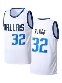 32 White Embroidered Casual Basketball Jersey, Sleeveless Round Neck Training Vest For Men - White - View 1