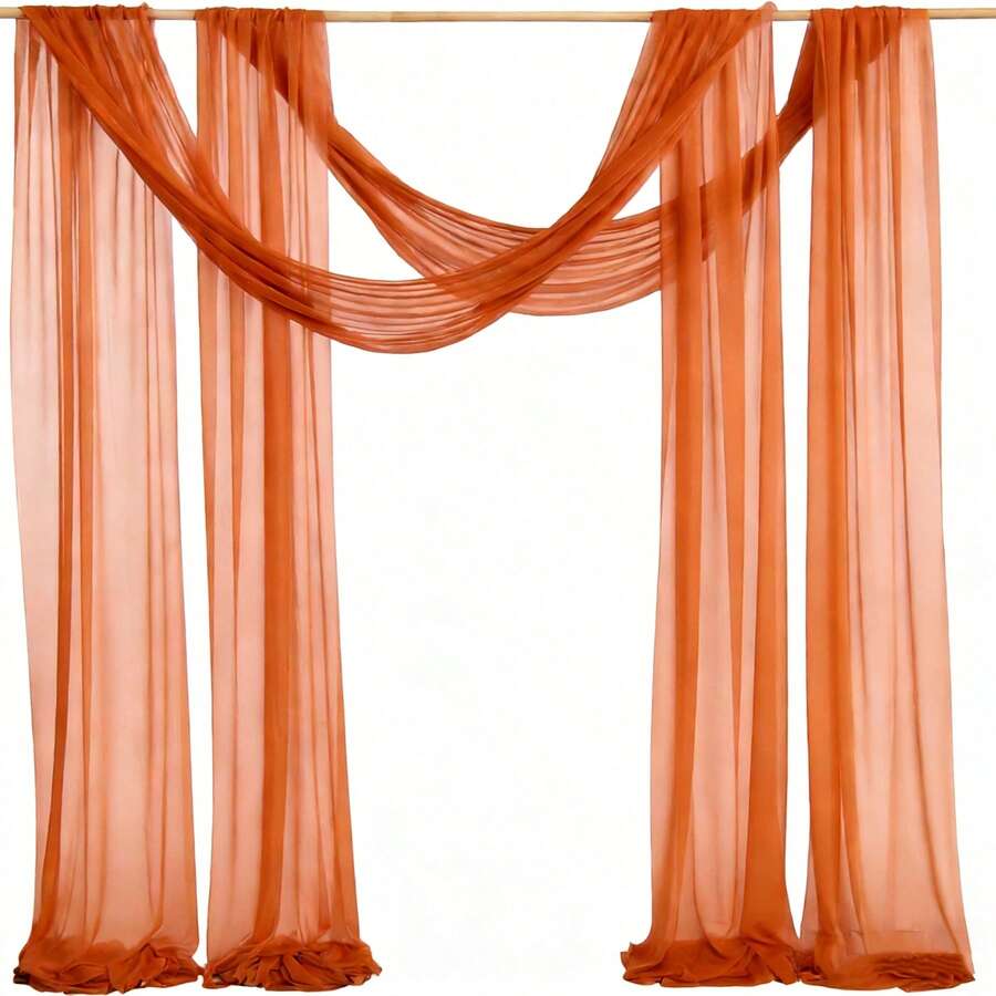 2 tấm vải voan trang trí cổng cưới, kích thước 75*300cm, màu trắng, chất liệu polyester, thích hợp cho lễ cưới ngoài trời, tiệc sinh nhật, có thể tái sử dụng và giặt được. - Nhiều màu - Xem 1