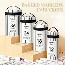 Forfeel 12/18/24/36/48/60/80/108/120 Colors Dual Tip Marker Pen Set, Oil-Based Coloring Markers For Students, Art, Drawing, Painting, Sketching - Bucket Markers - View 1