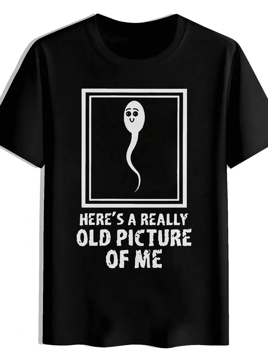 Camiseta Casual de Manga Corta para Hombre - Impresión de Tiburón y Gato de Dibujos Animados, Tela Transpirable, Ropa de Calle Cómoda para el Verano, Cuello Redondo, Ajuste Regular, Camiseta de Uso Diario| Camiseta gráfica divertida| Ajuste cómodo - Negro - Ver 1