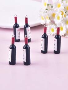 6pcs/Pack Fashion 3D Red Wine Bottle Resin Charms Pendant For Women Jewelry DIY Making Craft Holiday Gift - P Wine Bottle - View 6
