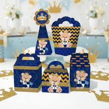 20 Caixinha Ursinho Príncipe Realeza Peguemonte Lembrancinha - Decoração e Presente Festa Infantil em Papel - Kit Festa Papelaria Personalizada