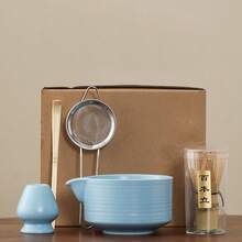 五件套抹茶搅拌器套装，中东风格抹茶入门套装，包含抹茶碗（带嘴）、抹茶搅拌器及搅拌器支架、抹茶勺、抹茶筛及其他抹茶工具。是抹茶茶道的完美之选，也是斋月、生日、节日和开学季的理想礼物。 - 彩色 - 查看 12