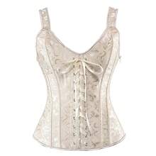 Corset Top Lingerie Bustier Zipper Women Shoulder Strap Medieval Bridal Plus Size Renaissance Vintage Halloween - 6806-Kahki - 查看 14