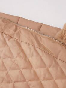 Abrigo parka con capucha elegante para mujer de talla grande con ribete de piel sintética y cinturón, perfecto para otoño/invierno - Albaricoque - Ver 7