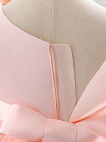 Đầm bé gái không tay thêu hoa 3D đính sequin, chất liệu lưới, dễ thương, thích hợp cho tiệc sinh nhật, lễ kỷ niệm, họp mặt gia đình. Không bao gồm băng đô cài tóc. - Màu Hồng baby - Xem 10