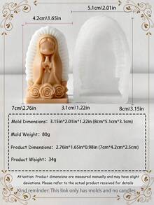 1pc Cute Virgin Mary, Praying Girl Silicone Candle Mold, Rose Flower Heart-Shaped Base, Heat-Resistant High Elasticity Soft Silicone Mold, Multipurpose - Suitable For Candle Making, Plaster/Painting, Squeezing Toys/Stress Relief, Photography Background, Holiday Home Decor, Handmade Gifts, One-Piece Molding, Flexible And Easy To Clean, Soft Silicone Easy To Demold, Reusable - White - View 9