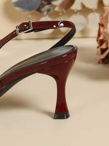 Women's New Pointed Toe Backless High Heel Shoes, Thin Heel, Low Vamp, Commuting/Office, Elegant Buckle Bow Decor - Redwood - View 9