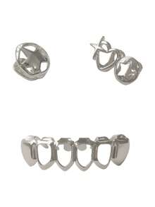 一套镂空心星组合牙齿饰品，时尚配饰，男女皆宜，情侣礼物