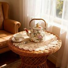 This Elegant Enamel Floral Pattern Kettle With A Gold Handle Is A Perfect Outdoor Kettle For Brewing Tea By The Fireplace. Made Of Metal Enamel, This Teapot Is Ideal For Brewing Tea, Coffee, Milk, And Water – Making It Perfect For Outdoor Activities,Tea Party,Camping, Picnics, And As A Gift For The Home. - 紅白色 - 查看 5