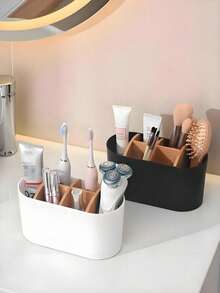 1pc Toothbrush/Toothpaste Holder, Suitable For Bathroom & Shower, Multi-Function Toothbrush Organizer, Bathroom Toothbrush Storage Rack, Home Bathroom Decor, Autumn, Back To School - 彩色 - 查看 1