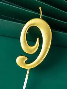 1pc 0-9 Creative Curved Gold Number Candle, Birthday Cake Decor, Suitable For Romantic Party, Birthday Celebration, Holiday Party, Singles Party Cake Decoration, Baking Decoration - Gold - View 10