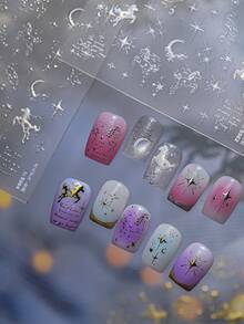 1pc Chinese New Year Horse Dream Horse Nail Art Sticker, Essential For Nail Artists, 3D Embossed Glow-In-The-Dark Craft, Dreamy Starry Horse Nail Decor Design, Nail Art Supplies, Self-Adhesive Nail Sticker Decoration, Reusable DIY Nail Sticker, Gift For Women, Nail Art Supplies, Exquisite Accessory Gift