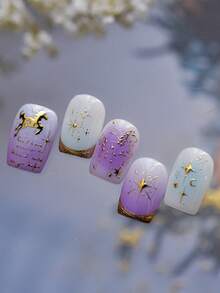 1pc Chinese New Year Horse Dream Horse Nail Art Sticker, Essential For Nail Artists, 3D Embossed Glow-In-The-Dark Craft, Dreamy Starry Horse Nail Decor Design, Nail Art Supplies, Self-Adhesive Nail Sticker Decoration, Reusable DIY Nail Sticker, Gift For Women, Nail Art Supplies, Exquisite Accessory Gift