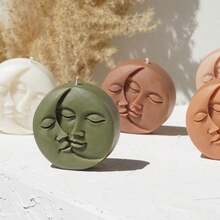 1pc DIY Resin Mold, Sun & Moon Face Candle, Wax, Epoxy Resin Casting Silicone Mold, Suitable For DIY Handcraft, Resin Casting Jewelry Pendant - White - View 5