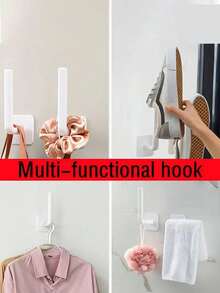 L-Shaped Paperclip Holder, Kitchen Paper Towel Storage Rack, No Drill Hook Hanger, Wall Mounted Clothes Hanger Rack For Towels, Clothes, Kitchen, Bathroom
