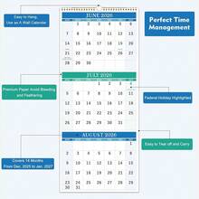 2026 Wall Calendar - 3 Month Calendar Vertical, January 2026 To December 2026, Calendar 2026 With Large Blocks, 11'' X 26'' (Open) - 2026年3月曆 - 查看 5