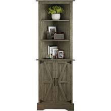 Farmhouse Corner Storage Cabinet With Doors, Tall Corner Cabinet With Shelves For Living Room, 5-Tier Corner Shelf With Home Space Saver For Bathroom, Hallway, White/ Grey/ Dark Oak - 灰色 - 查看 7