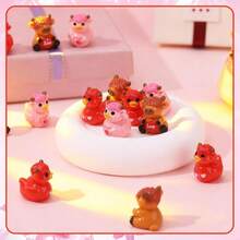 GGSTDDUP 60 Pcs Mini Resin Highland Cow Valentine'S Day Mini Highland Cows Ducks Tiny Resin Figurines Sculpture Ornaments For Desktop Moss Landscape Vase Cake Decor Party Favors - 白色 - 查看 7