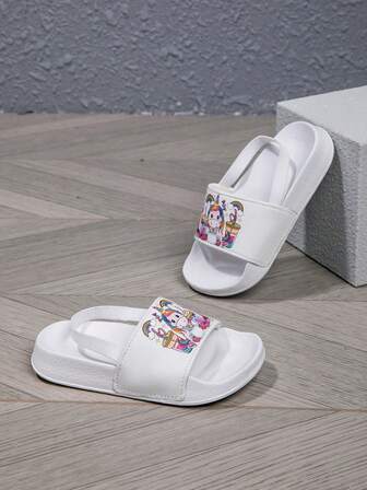 1 par de sandalias planas casuales y cómodas con diseño de unicornio y arcoíris, adecuadas para el verano