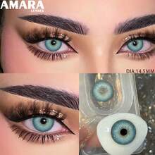 AMARA 1pair HOLLAND Series Soft Contact Lenses Green Contact Lenses, Eye Makeup 14.5mm Gray Brown Eye Makeup One-Year Use - HOLLAND-bLUE - View 7