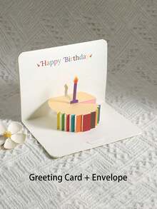 1pc 3D Pop-Up Birthday Greeting Card With Balloon, Cake And Candy Patterns - Includes Card And Envelope, Perfect For Any Birthday Party Invitation, Versatile Creative Birthday Card - Multicolor - View 7