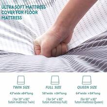 de futn con cierre para colchn de futn japones, sper suave y lavable a mquina, tamao individual Full Queen - Rayas grises verdes Dob - Ver 5