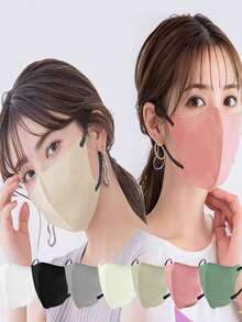 50片装一次性3D夏季薄款透气时尚混色口罩 - 透气舒适，男女通用，适合户外活动，时尚轻便布口罩 - 彩色 - 查看 1