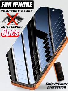 Bộ 6 miếng dán màn hình cường lực, độ cứng 9H, độ nhạy cao, bảo vệ riêng tư, chống trầy xước, chống nước, cạnh bo tròn, cảm ứng nhạy, tương thích với iPhone 11/12/13/14/15/16/17 Pro Max/17 Pro/17 Air/17 Series - màu đen - Xem 12