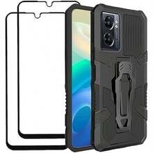 QWYJ Funda para OPPO Case Uso Rudo, con 2 Unidades Mica Negro (Reno 7 4G) - OPPO A57 y A77 - Ver 1
