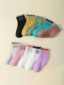 10 Pairs Kids Cute Monster Print Ankle Socks, Versatile For Outings, Holidays, Gifts - Multicolor - View 4