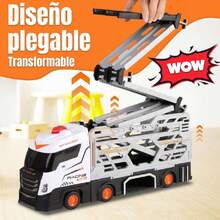 5 en 1 Juguetes para Niño,1.48M Pista De Carros para Niños,Juguetes De Vehículos Plegable y Transformable,Carritos para Niños,Dos Pistas para Juego multijugador,Blanco,38073733 - Granate - Ver 6