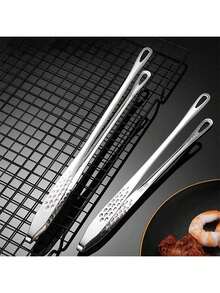 3pc Stainless Steel Food Clip/Tongs, Multi-Function For Kitchen, Home, Self-Serve, Hotel, Barbecue - Default - View 6