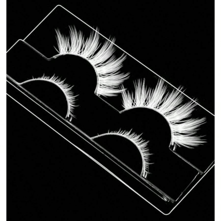 White Lashes White Eyelashes For Christmas And Anime Events Fluffy Manga Style False Eyelashes With Invisible Band Japanese Style Makeup Accessories For Party And Photo Shoots - 白色 - 查看 1
