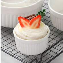 4pcs/Set Ceramic Mold Cups, 3-Inch Caramel Pudding Bowls, Custard Mold, Non-Stick Custard Mold, Oven , Fish Fin Soup Bowl, Heat-Resistant Caramel Pudding Bowl, Kitchen Supplies, Baking Tools - White - View 2