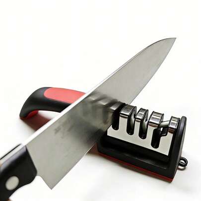 Afilador de cuchillos profesional de nivel 4 - Fácil de afilar manualmente, adecuado para uso doméstico, fácil de afilar - Body de alta calidad de PP y TPR, duradero y de larga duración