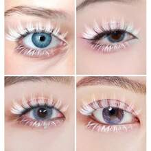 White Lashes White Eyelashes For Christmas And Anime Events Fluffy Manga Style False Eyelashes With Invisible Band Japanese Style Makeup Accessories For Party And Photo Shoots - 白色 - 查看 6