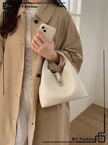 1 件女士极简手提包，时尚单肩包，2026 新款斜挎包 - 白色 - 查看 8