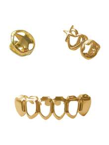 一套镂空心星组合牙齿饰品，时尚配饰，男女皆宜，情侣礼物