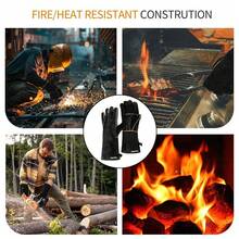 Leather MIG Welding Gloves - Heat Fire Resistant For Welding/Grilling/BBQ/Fireplace(Black/Brown/Blue),Black - Black - View 7