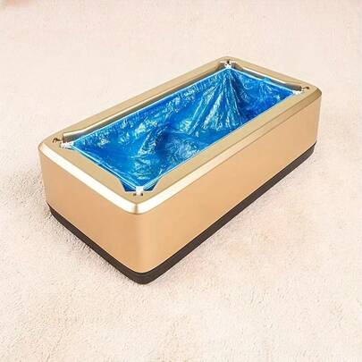 Gold Stainless Steel Hands-Free Automatic Shoe Cover Dispenser - Includes 100 Disposable Plastic Shoe Covers, No Power Needed Suitable For Home/Office/Hospital | Automatic Sensor Shoe Cover Machine For Home, No Bending Required, Perfect Home & Housewarming Gift, Women's Day, Travel Essentials, Wedding Favors, Y2k, Bedroom, Car Accessories Women, Kitchen Decor, Beach, Summer, Vacation, Holiday, Travel Essential, Going Out Tops, Household Items