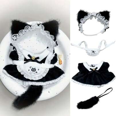 6.69英寸娃娃服装，Labobo娃娃可爱衣服，娃娃配件，17厘米套装，黑色女仆装，Labobo娃娃配件套装，适合第一代/第二代/第三代娃娃，生日礼物和节日礼物（不含娃娃）