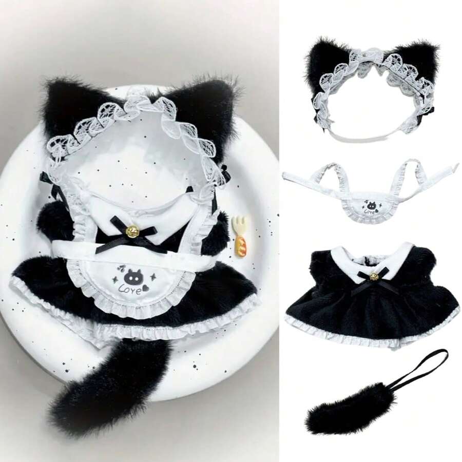 6.69英寸娃娃服装，Labobo娃娃可爱衣服，娃娃配件，17厘米套装，黑色女仆装，Labobo娃娃配件套装，适合第一代/第二代/第三代娃娃，生日礼物和节日礼物（不含娃娃） - 彩色 - 查看 1