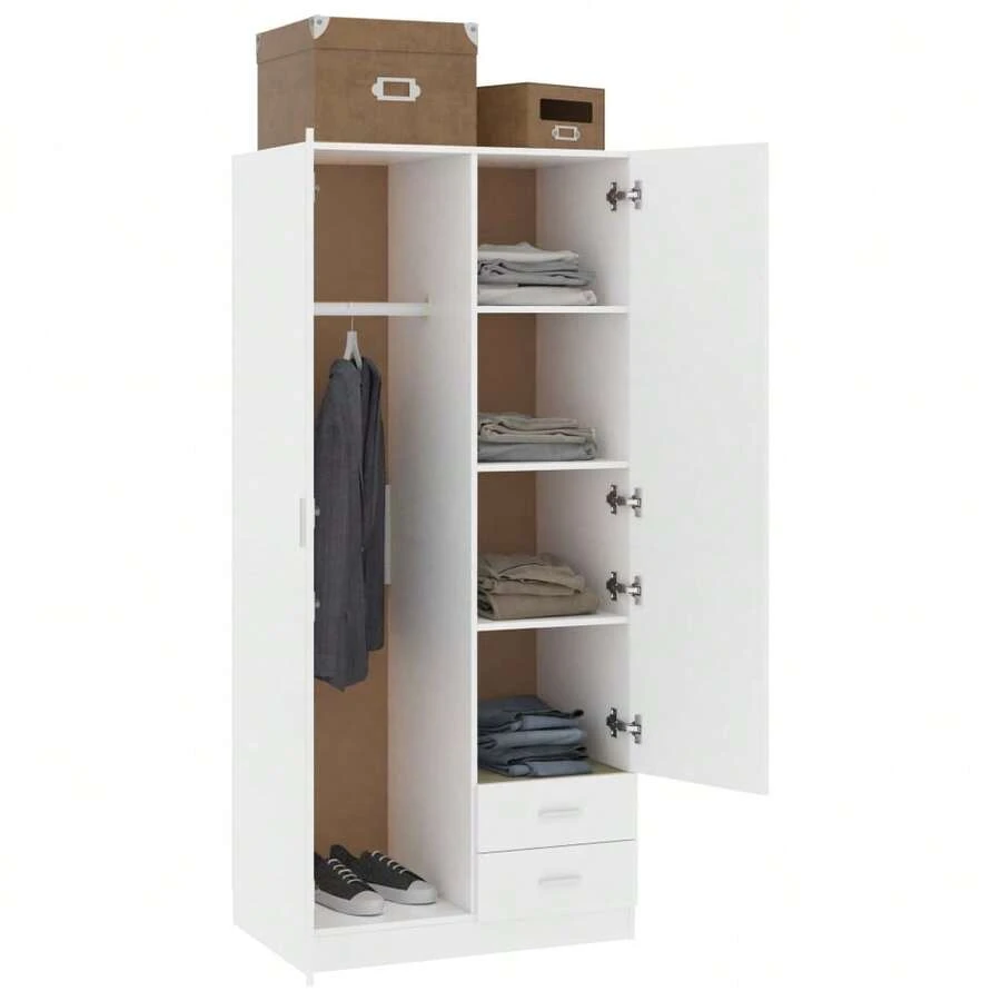 vidaXL Garde-robe Blanc 80x52x180 cm Bois d'ingénierie - Blanc - Voir 1