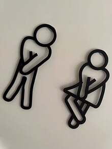 1 Pair Of (2pcs) Fun Bathroom Signs-Signals For Men's And Women's Toilets-Door Decorations For Men's And Women's Toilets - Multicolor - View 9