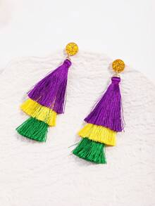 Par por par, nuevos pendientes de moda de carnaval para mujer de estilo largo, de múltiples capas con flecos, con temperamento simple y pendientes de estilo bosnio - Multicolor - Ver 5