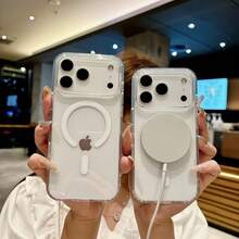 Luxury Magnetic Wireless Charge Clear Phone Case for  17 Air 16 15 14 Plus 13 12 11 Pro Max Mini Shockproof Hard Acrylic Protective Cover - Estilo 1 (1 pieza) - Ver 11