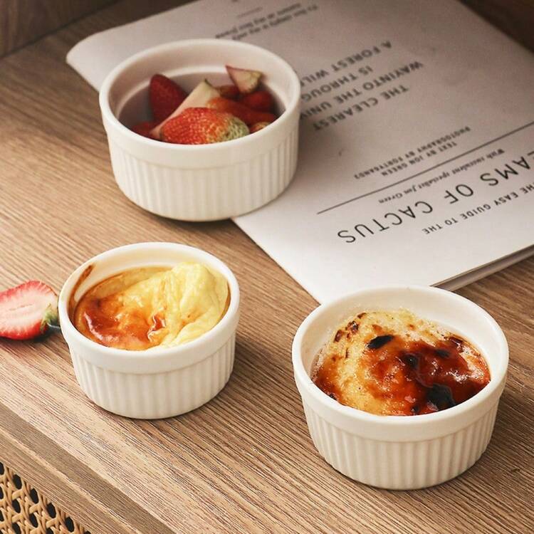 1/3 件装烘焙烤盅 - 烤箱适用，陶瓷焦糖布丁烤盅，布丁杯，蛋奶沙司杯，舒芙蕾烤盘，法式洋葱汤碗，蛋奶沙司杯，甜点杯 - 彩色 - 查看 11