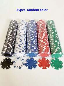 100 片装 - ABS 蒙特卡洛扑克筹码，赌场级条纹图案扑克筹码，适用于德州扑克、二十一点、扑克之夜游戏 - 非常适合纸牌游戏、扑克游戏、家庭游戏之夜或聚会、派对（颜色随机） - 彩色 - 查看 9